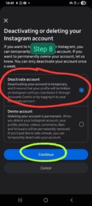 Deactivate Instagram account step 3